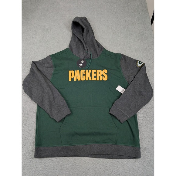 Green Bay Packers Hoodie Mens 2XL Green Gray NFL‎ Football Pullover Sweatshirt